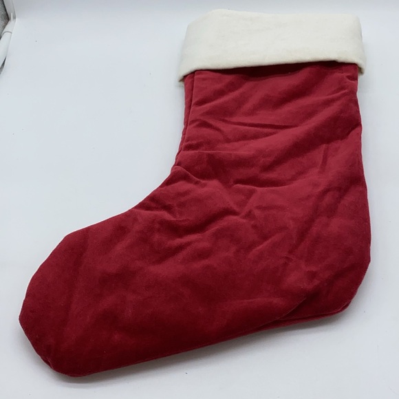 Pottery Barn Lola Christmas Holiday Stocking Red Cream 14 inch - Picture 6 of 9